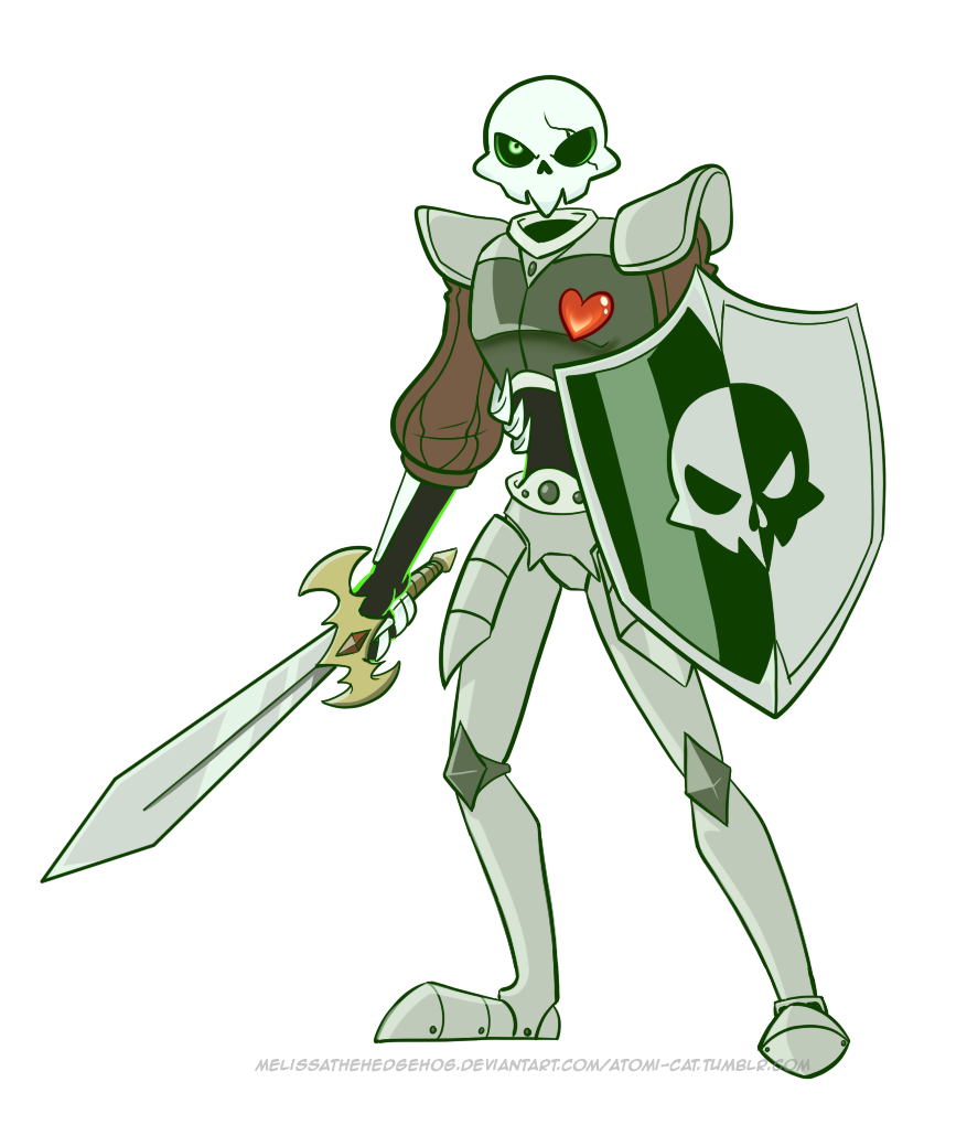 armor atomi-cat commentary full_body green_eyes heart male_focus medievil mystery_skulls parody shield single_eye sir_daniel_fortesque skeleton solo standing style_parody sword transparent_background watermark weapon web_address