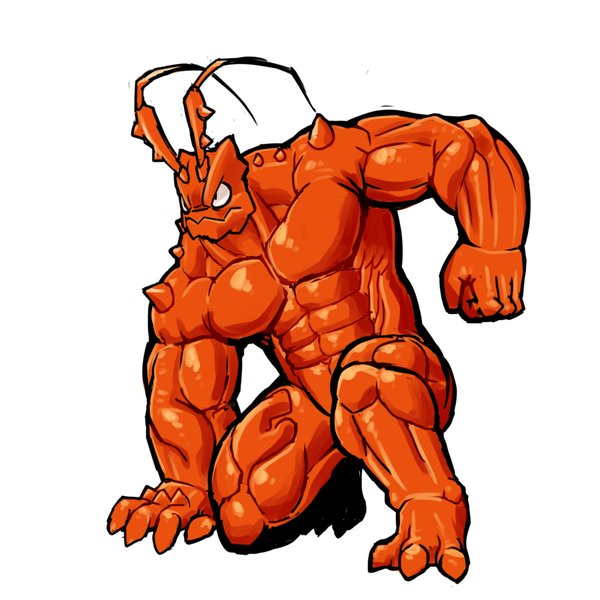 2016 3_toes 4_fingers abs action_pose angry antennae arthropod biceps big_biceps big_muscles claws colored crustacean digital_drawing_(artwork) digital_media_(artwork) fist front_view frown full_length_portrait glare huge_muscles kneeling light lobster male marine muscular muscular_male naturally_censored navel no_iris nude obliques orange_body orange_claws pecs plain_white pose quads serratus shaded simple_background solo spikes thick_neck toes toes_spread toony triceps white_background