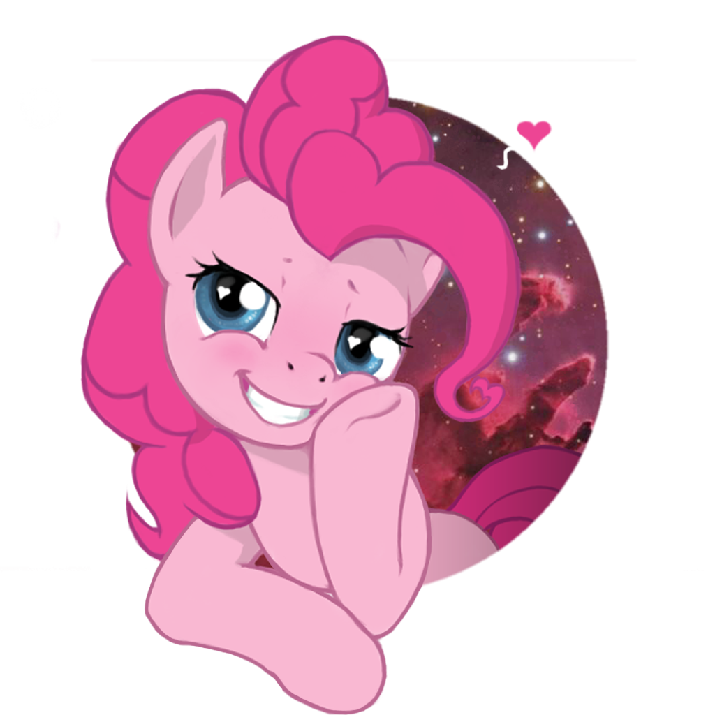 &lt;3 2016 alpha_channel blue_eyes blush cutie_mark earth_pony equine female feral friendship_is_magic fur hair hooves horse looking_at_viewer mammal multiverseequine my_little_pony pink_hair pinkie_pie_(mlp) pony simple_background smile solo space transparent_background