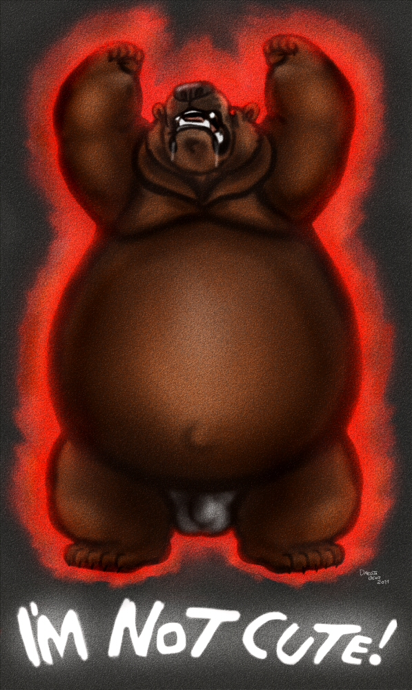 angry bear belly big_belly big_bulge bulge clothed clothing dakota-bear drooling male mammal overweight rage saliva thong topless