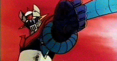 animated animated_gif battle building city cityscape debris destruction doublas_m2 epic explosion fire firing hole_in_chest lowres machinery mazinger_z mazinger_z_(mecha) mecha non-web_source oldschool outdoors pilder red_sky robot rocket_punch science_fiction sky super_robot traditional_media upper_body