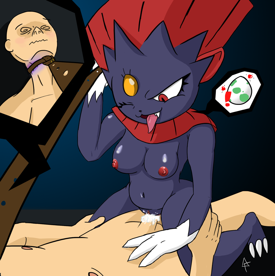 aeonspassed ahegao animated anthro asphyxiation belt breasts choking claws clitoris cowgirl_position cum cum_inside female fur game_(disambiguation) hands_on_legs looking_pleasured nintendo nipples on_top one_eye_closed open_mouth penis pok&eacute;mon pussy red_eyes sex simple_background smile tongue video_games weavile