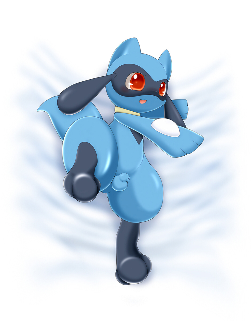 balls flaccid lying male nintendo on_back penis pok&eacute;mon raised_leg riolu schnecken small_penis solo uncut video_games