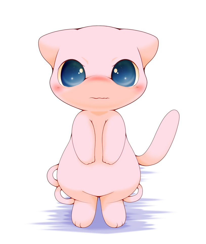 ambiguous_gender blush chibi cute frown legendary_pok&eacute;mon mew nintendo pok&eacute;mon schnecken solo video_games