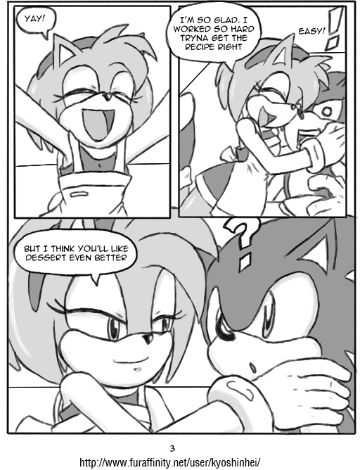 amy_rose anthro apron armpits breasts clothed clothing female hedgehog kyoshinhei male male/female mammal mobius_unleashed palcomix sonic_(series) sonic_the_hedgehog