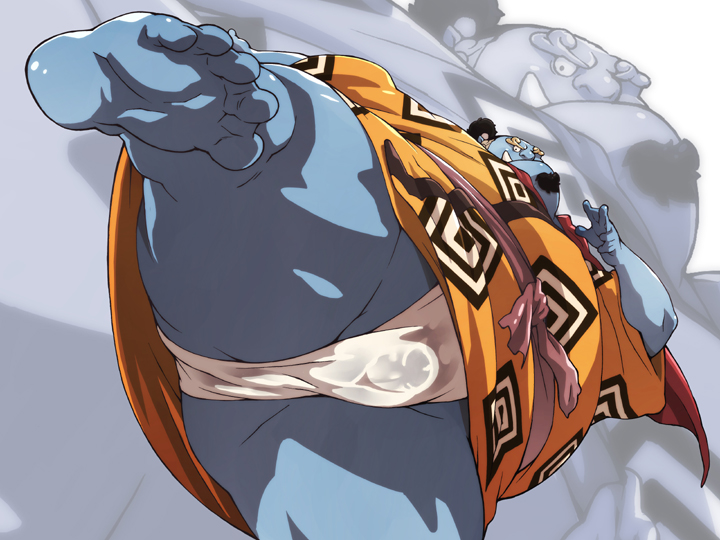 anthro barefoot butt chubby_male clothing facial_hair fangs fish fundoshi japanese_clothing jinbe kick looking_at_viewer male marine muscular one_piece overweight overweight_male shark solo underwear whale_shark