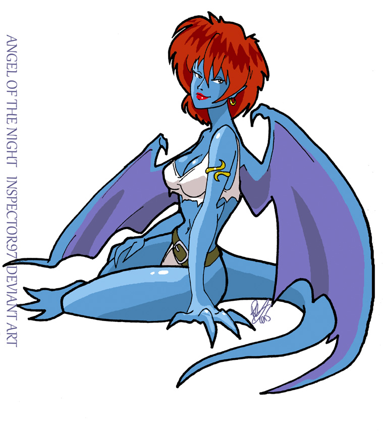 2015 armband breasts cleavage clothed clothing demona_(gargoyles) disney ear_piercing female gargoyle gargoyles hair halter_top hand_on_thigh inspector97 loincloth looking_at_viewer navel piercing red_hair short_hair simple_background sitting smile solo white_background