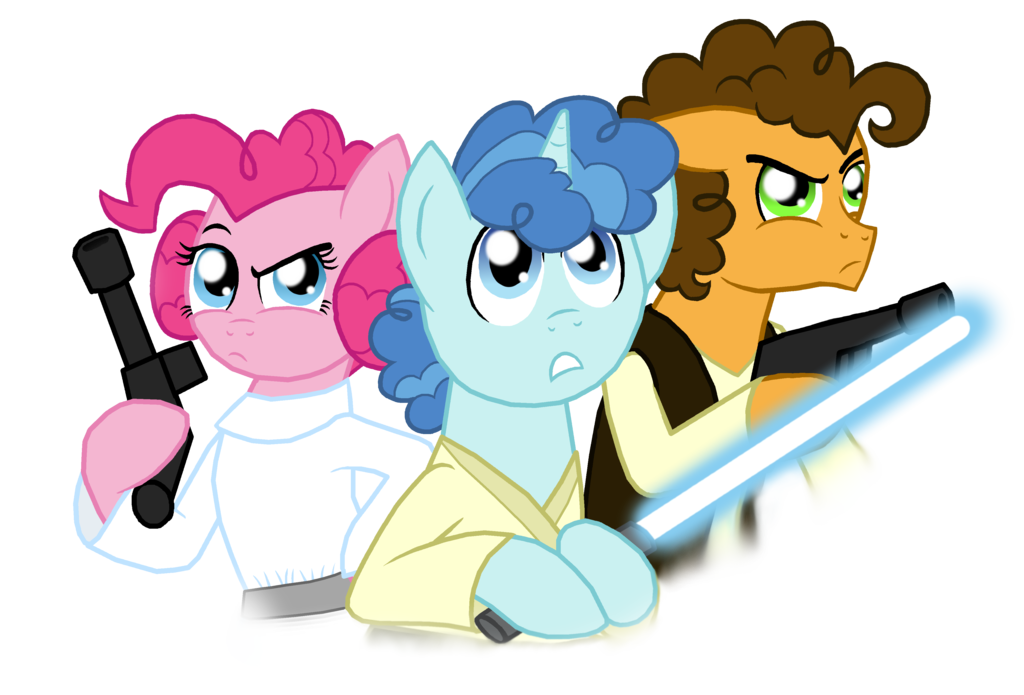 blue_eyes blue_hair brown_hair cheese_sandwich_(mlp) clothed clothing crazynutbob_(artist) crossover earth_pony equine female feral friendship_is_magic fur green_eyes gun hair han_solo holding_object holding_weapon horn horse jedi leia_organa lightsaber luke_skywalker male mammal melee_weapon my_little_pony party_favor_(mlp) pink_hair pinkie_pie_(mlp) pony ranged_weapon simple_background star_wars sword unicorn weapon
