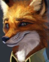 anthro better_version_at_source black_nose brown_fur canine clothing disney eye_brows fox fur green_eyes mammal nick_wilde purple_tie realistic white_fur zootopia