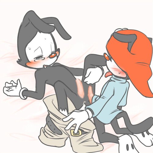 animaniacs anus black_fur blush clothed clothing duo fur gloves hat incest male male/male mammal partially_clothed penis reclining sibling simple_background spread_legs spreading tongue wakko_warner warner_brothers yakko_warner zehn