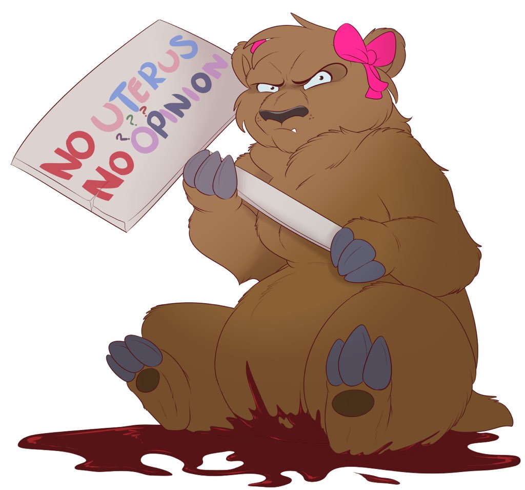 angry bear bloo blood bow female looking_at_viewer mammal sign sugartits text