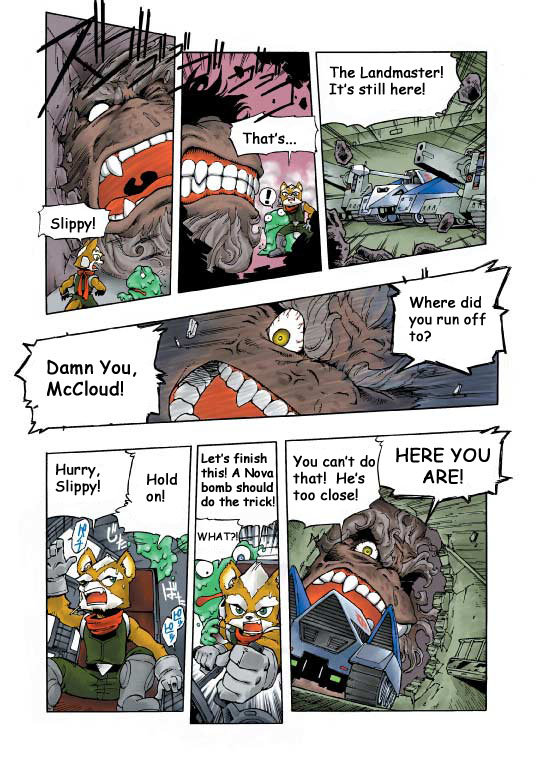 2002 amphibian andross anthro canine clothing comic dialogue english_text fox fox_mccloud frog japanese_text male mammal monkey nintendo official_art primate slippy_toad star_fox text unknown_artist video_games