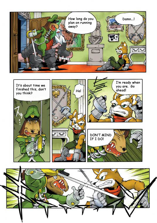 2002 andross anthro canine captain_shears clothing comic dialogue dog english_text fox fox_mccloud japanese_text male mammal monkey nintendo official_art photo primate star_fox text unknown_artist video_games