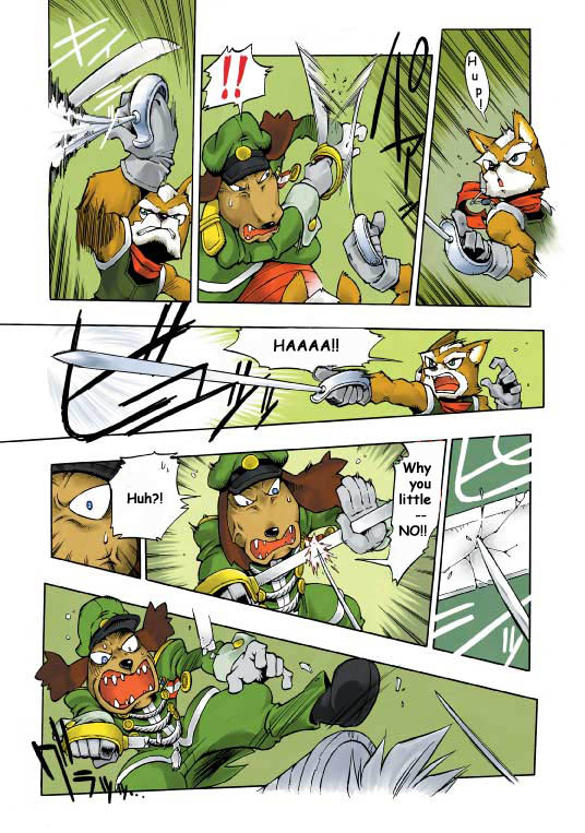 2002 anthro canine captain_shears clothing comic dialogue dog english_text fox fox_mccloud japanese_text male mammal nintendo official_art star_fox text unknown_artist video_games