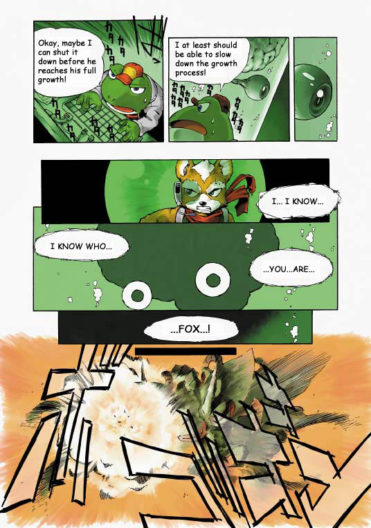 2002 alien amphibian andross anthro canine clothing comic dialogue english_text fox fox_mccloud frog group japanese_text male mammal monster nintendo official_art slippy_toad star_fox text unknown_artist video_games
