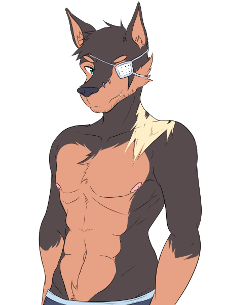2016 6_packs alpha_channel areola black_nose blue_eyes boxers_(clothing) brown_fur canine clothing doberman dog erect_nipples eye_patch eyewear fur looking_at_viewer male mammal mature_male multicolored_fur muscular muscular_male naughty_face navel nipples pecs repeat_(visual_novel) samuel_(repeat) scar shirokoi simple_background smile smirk solo transparent_background two_tone_fur underwear