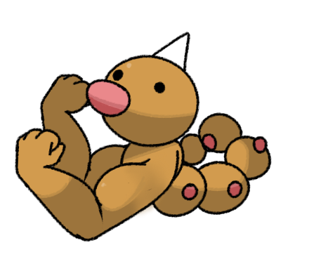 ambiguous_gender arthropod black_pupils brown_skin caterpillar insect muscular nintendo pok&eacute;mon red_nose robbonp simple_background solo strong_arms video_games weedle white_background
