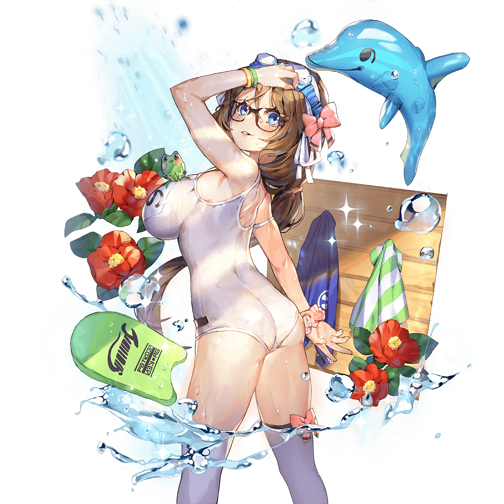 :d animal animal_on_chest arm_at_side arm_up armpits ass back bangs black-framed_eyewear blue_eyes blue_towel blush blush_stickers bow bow_legwear bracelet breasts brown_hair clothes_removed eyebrows_visible_through_hair flat_ass flower frog from_side glasses gloves goggles goggles_on_head hair_between_eyes hair_ribbon hair_tie hairband hand_on_own_head happy impossible_clothes impossible_swimsuit inflatable_dolphin inflatable_toy jewelry kickboard kino_books large_breasts legs_apart long_hair looking_at_viewer looking_back low-tied_long_hair name_tag official_art one-piece_swimsuit open_mouth parted_lips pink_bow red_flower ribbon school_swimsuit scrunchie shade sideboob skin_tight smile solo sparkle standing strap_slip striped striped_towel swimsuit thighhighs thighs towel transparent transparent_background uchi_no_hime-sama_ga_ichiban_kawaii very_long_hair water wet wet_clothes wet_swimsuit white_hairband white_legwear white_ribbon white_school_swimsuit white_swimsuit whoisshe wrist_scrunchie