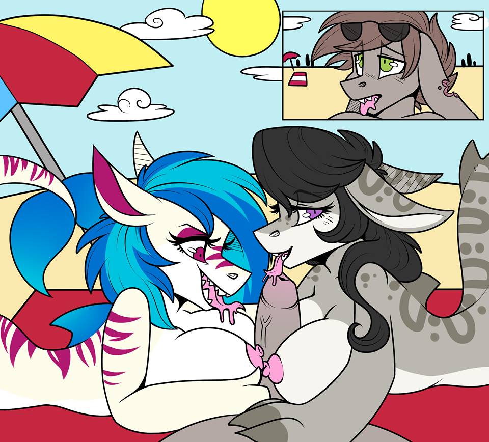 anthro beach big_breasts breasts double_titfuck exhibitionism eyewear fish friendship_is_magic marine my_little_pony nipples octavia_(mlp) oral order_compulsive_(character) outside public seaside sex shark shyshyoctavia sunglasses titfuck towel umbrella unfinished vinyl_scratch_(mlp)