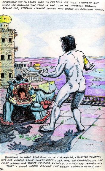 2000 a_princess_of_mars alien edgar_rice_burroughs green_martian human james_killian_spratt john_carter male mammal multi_limb nude standing traditional_media_(artwork) woola