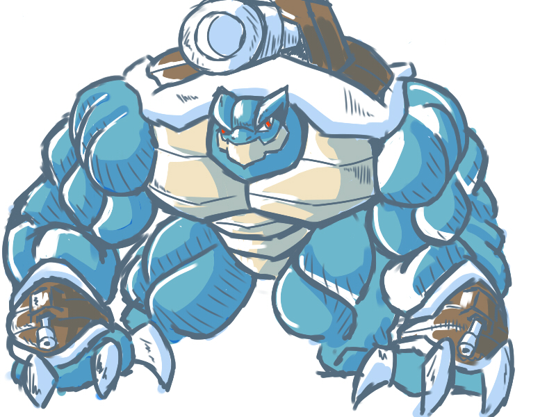 2013 3_fingers abs anthro anthrofied biceps big_biceps blue_scales cannon claws hyper hyper_muscles kneeling light looking_away male manly mega_blastoise mega_evolution multicolored_scales muscular muscular_male nintendo nude pecs pok&eacute;mon pok&eacute;morph quads ranged_weapon red_eyes reptile scales scalie schwartzgeist shell simple_background smile smout solo tan_scales toony tortoise turtle two_tone_scales video_games weapon white_background white_claws