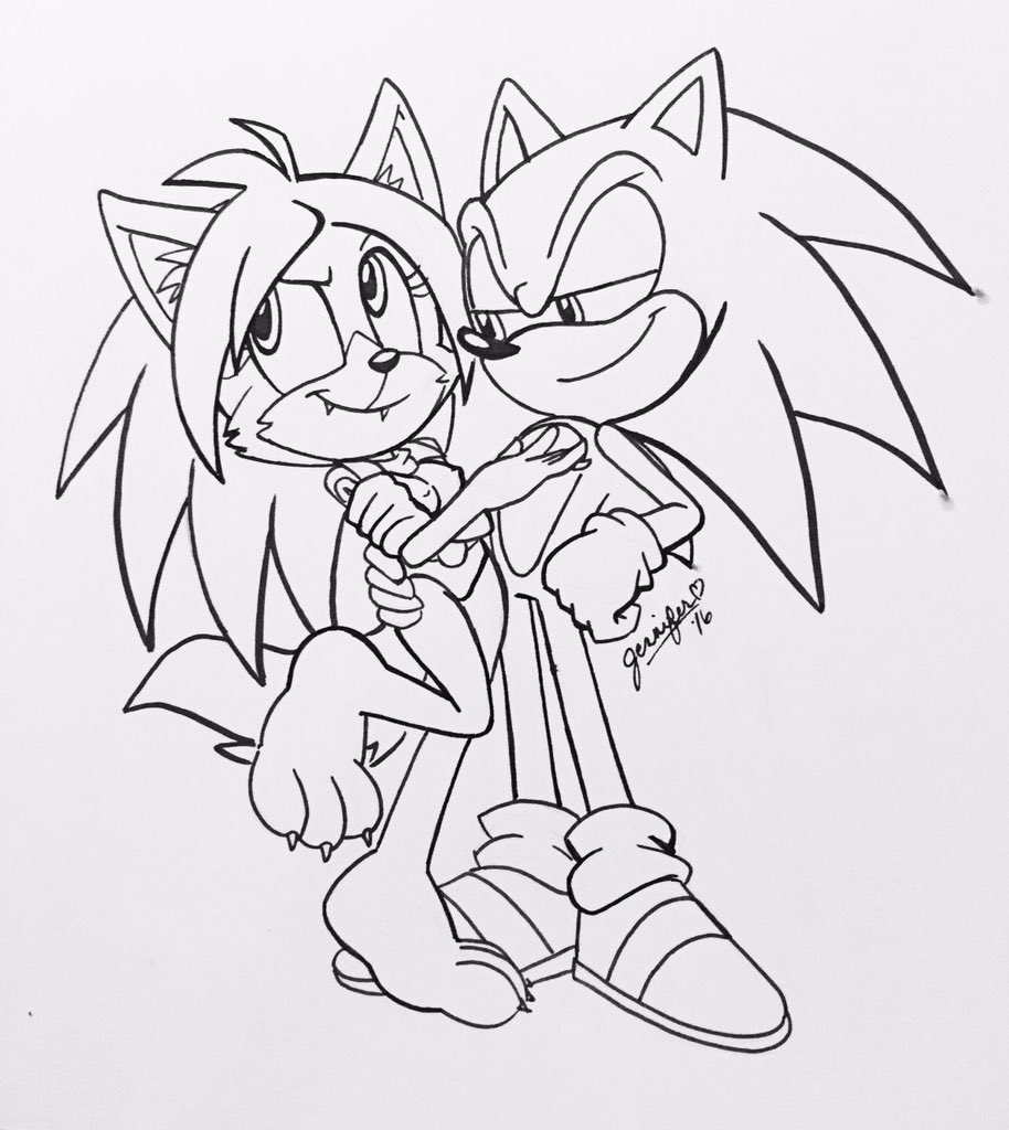 2016 chibi-jen-hen duo female hand_on_hip hedgehog male mammal nipple_bulge sonic_(series) sonic_the_hedgehog