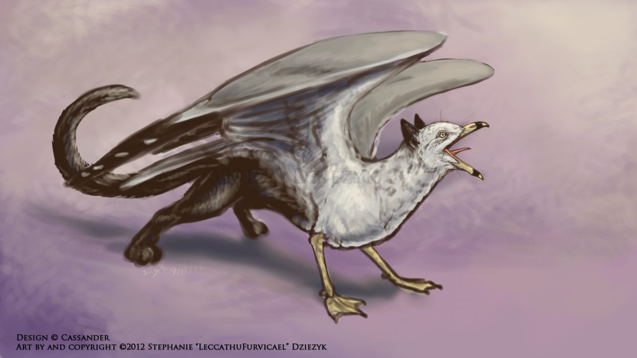 2012 3_toes ambiguous_gender avian beak bird black_beak black_feathers black_fur black_tail black_wings cat digital_media_(artwork) digital_painting_(artwork) feathered_wings feathers feline feral full-length_portrait fur grey_feathers grey_wings gryphon leccathufurvicael lighting lily_(cassander) long_tail mammal multicolored_feathers open_beak open_mouth pink_background pink_tongue portrait quadruped ring-billed_gull seagull shadow simple_background solo standing toes tongue two_tone_beak two_tone_feathers two_tone_wings webbed_feet white_feathers white_wings wings yelling yellow_beak yellow_eyes