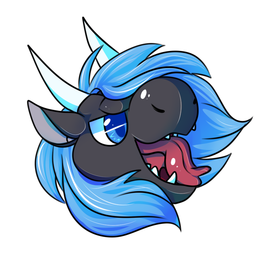 ambiguous_gender anthro blue_hair dragon forked_tongue hair horn open_mouth rorr smile solo tongue