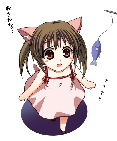 animal_ears cat_ears copyright_request fish lowres niwatoriya solo translated