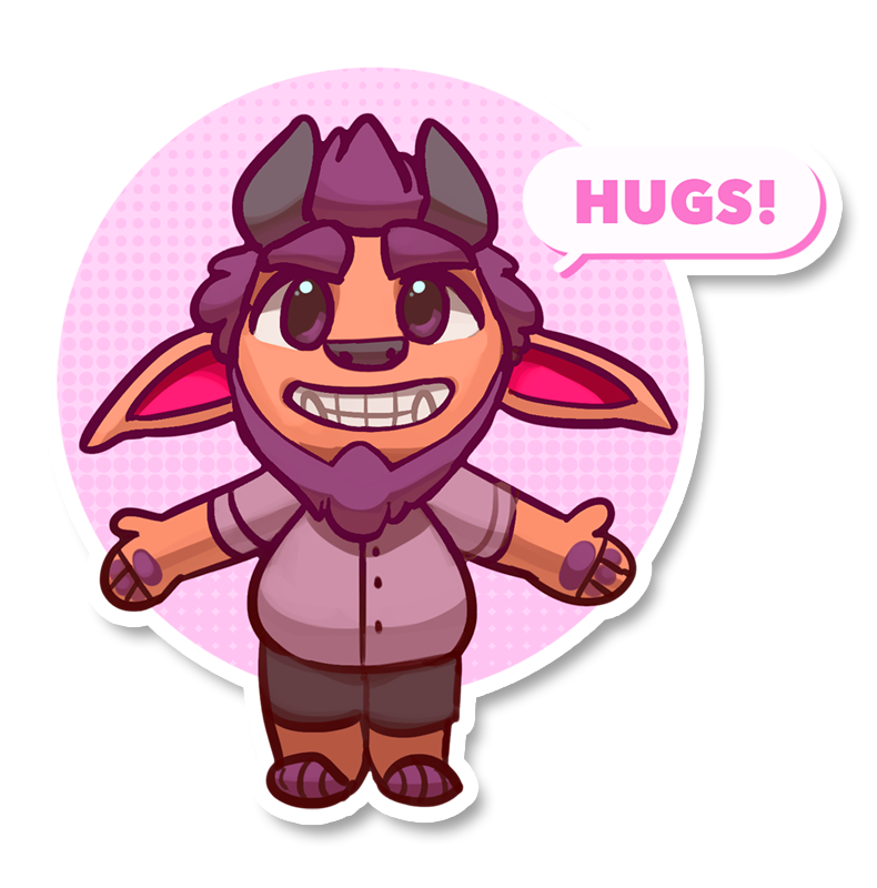 belly button_up chibi clothing cute fangs horn hug junga long_ears monster paws shorts slightly_chubby small_(disambiguation)