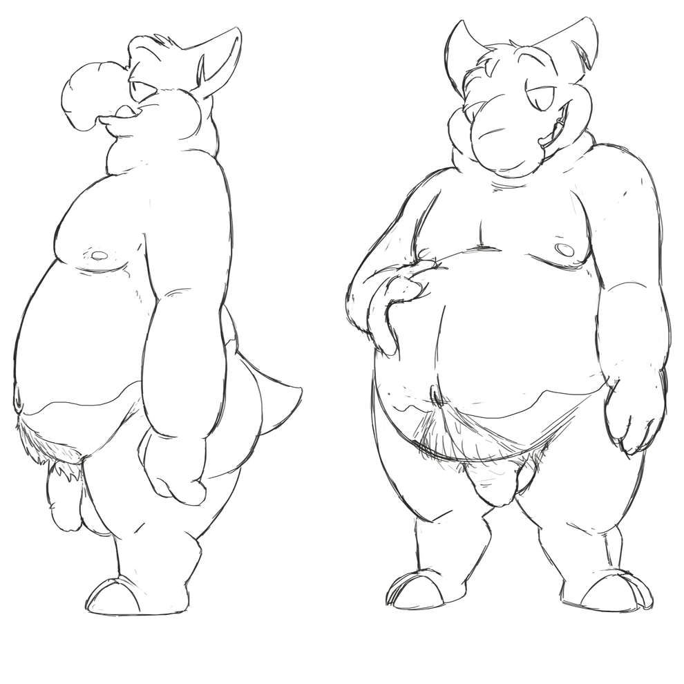 anthro balls barefoot body_hair drowzee emusal flaccid front_view greyscale happy_trail hooves line_art looking_down male mammal monochrome moobs navel nintendo nipples nude overweight overweight_male penis pok&eacute;mon pubes side_view sketch solo tapir video_games