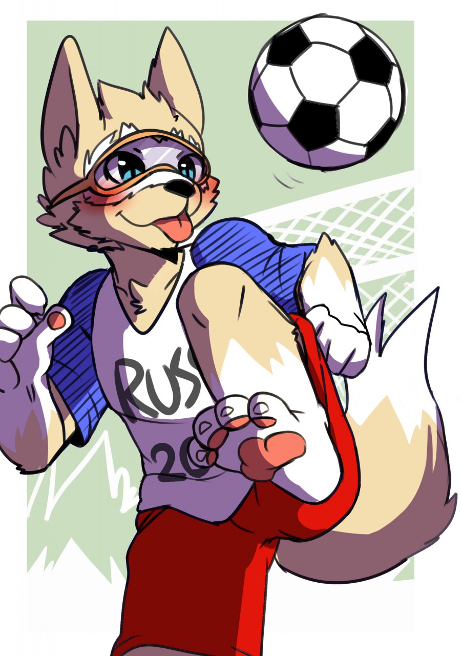 2016 anthro blush canine eyewear fifa male mammal mascot russia russian saku1saya soccer solo sport wolf world_cup zabivaka