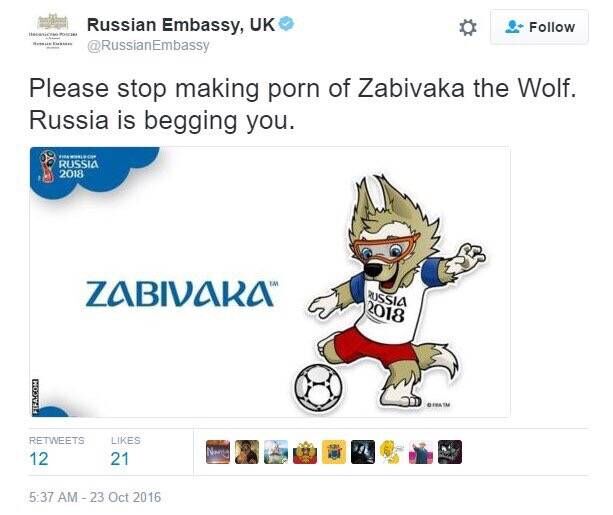 anthro canine eyewear fifa goggles humor joke male mammal mascot russia russian soccer sport wolf world_cup zabivaka