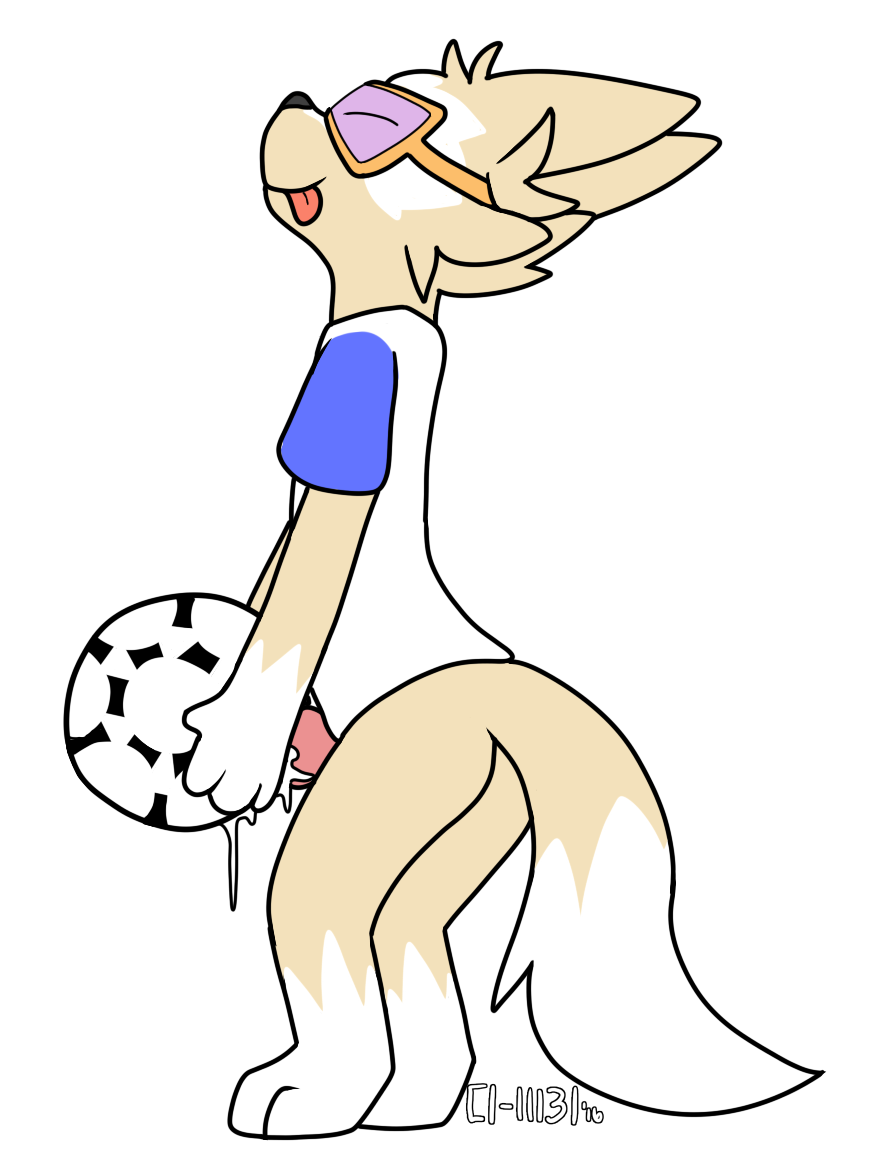 anthro ball bottomless butt c1_11131 canine clothed clothing cum erection eyes_closed eyewear fifa goggles male mammal masturbation penis shirt simple_background soccer soccer_ball solo sport standing tongue tongue_out wolf zabivaka