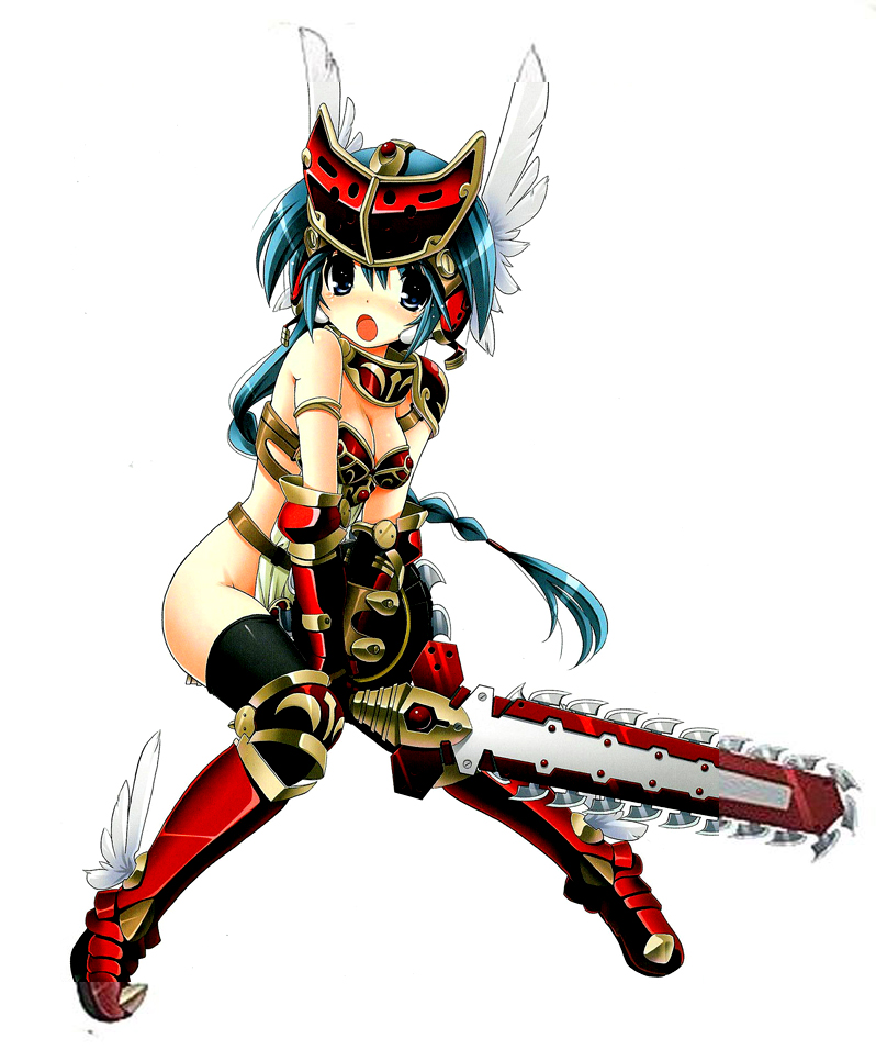 1girl armor female long_hair mirim queen's_blade queen's_blade_rebellion shield solo sword thighhighs weapon