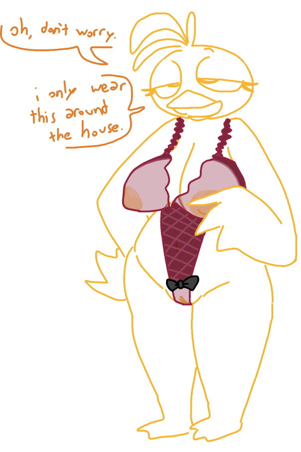 avian bird breasts chicken clothing five_nights_at_freddy's five_nights_at_freddy's_2 lingerie nipples pussy teddy_(clothing) the_weaver toy_chica_(fnaf) video_games