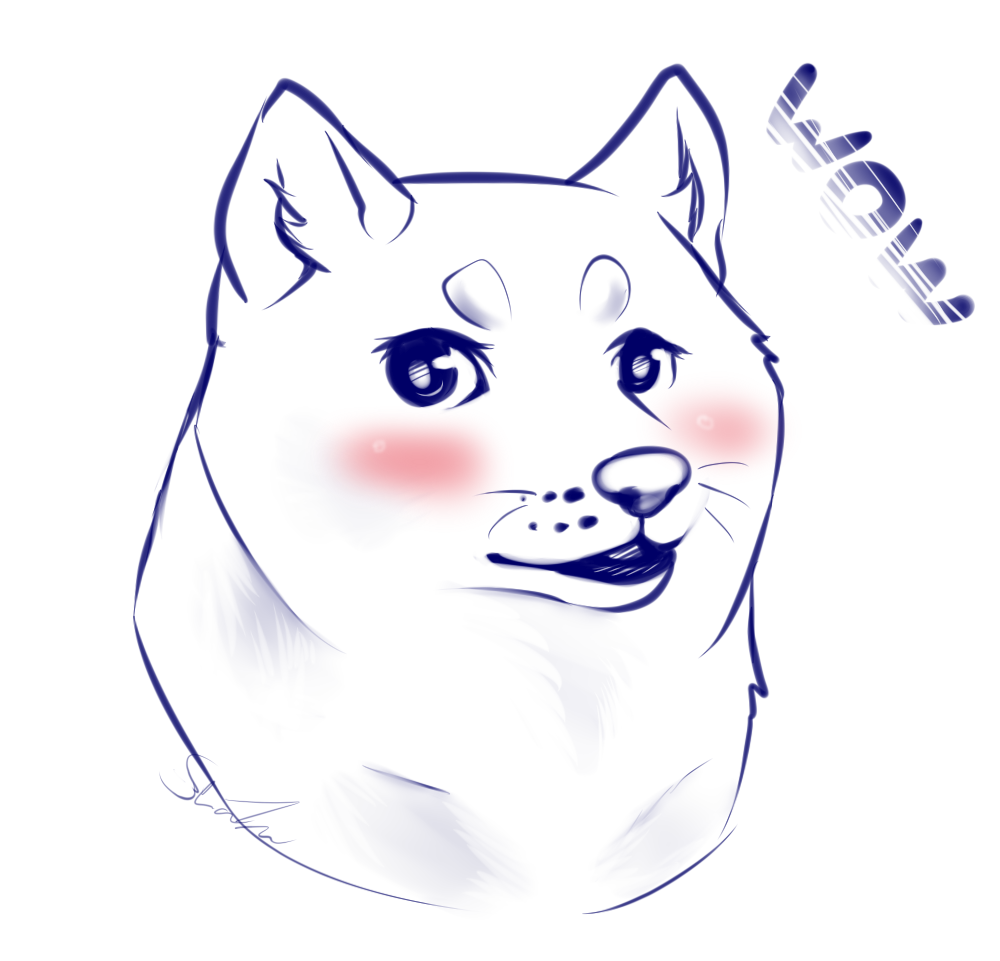 ambiguous_gender anime blush canine cute dog doge feral mammal meme reaction_image shaza_(artist) shiba_inu shining_eyes simple_background