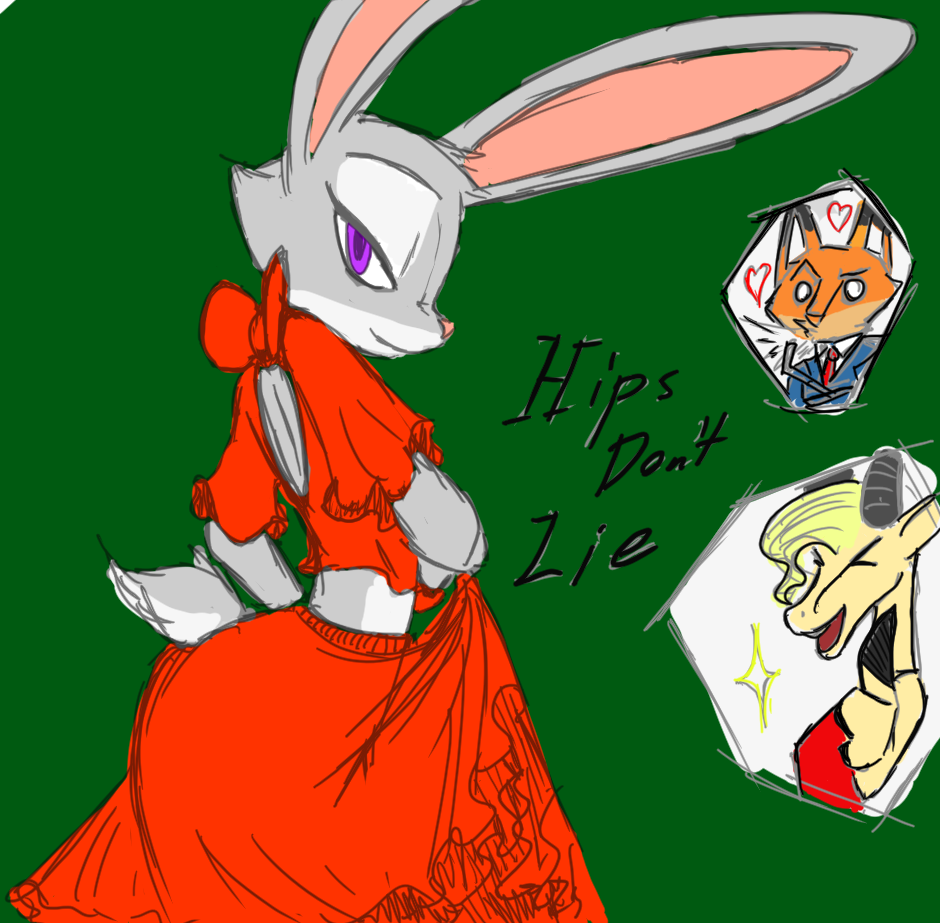 &lt;3 2016 antelope anthro canine clothed clothing disney dress english_text female fox gazelle gazelle_(zootopia) green_background group half-closed_eyes judy_hopps lagomorph looking_at_viewer male mammal midriff nick_wilde purple_eyes rabbit side_view simple_background smile solo_focus spit_take text thephantombeyond thumbs_up zootopia