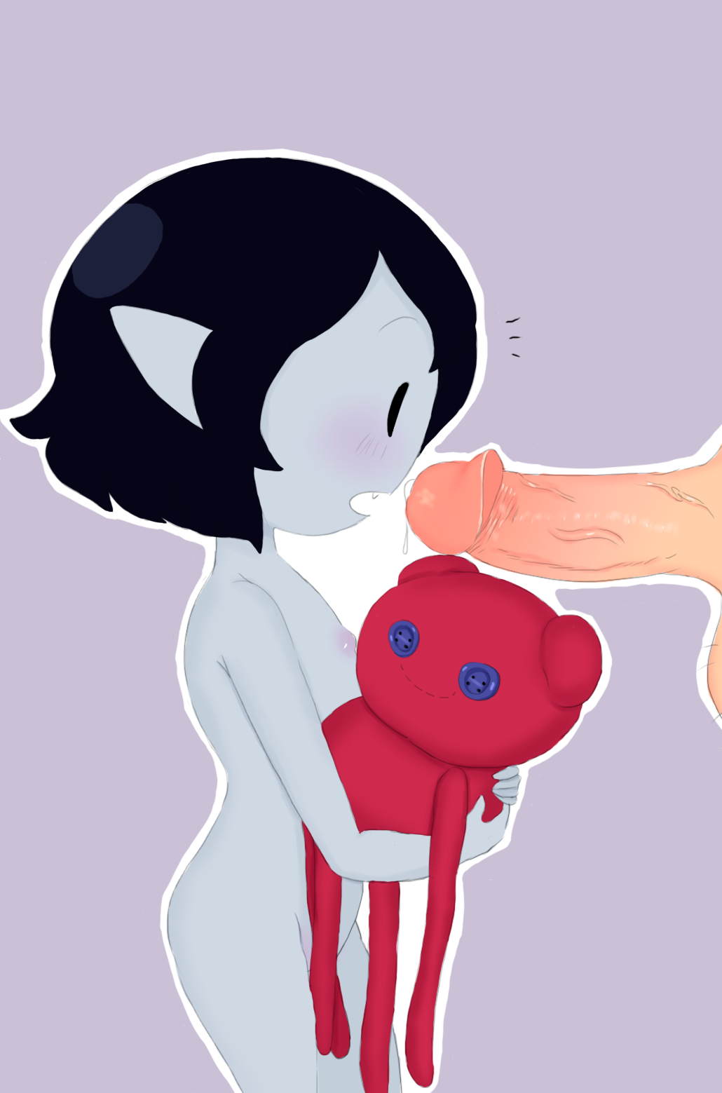 adventure_time black_hair blush cartoon_network child female hair hoshime human humanoid male male/female mammal marceline nipples open_mouth plushie vampire young