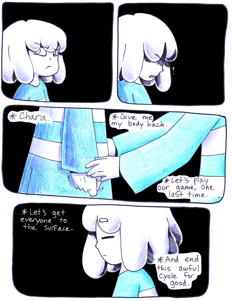 aftertale ambiguous_gender angry black_background chara_(undertale) clothing comic dialogue english_text human loverofpiggies mammal protagonist_(undertale) simple_background text undertale video_games