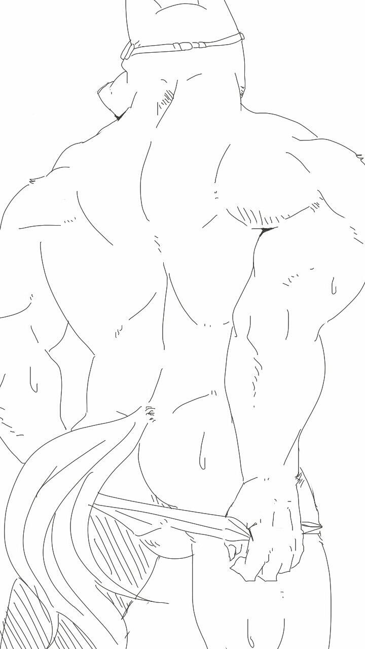 anthro anubian_jackal back_muscles biceps big_biceps black_and_white briefs butt canine clothed clothing digital_drawing_(artwork) digital_media_(artwork) eyewear fur goggles huge_muscles jackal league_of_legends line_art looking_away male mammal mayar monochrome muscular muscular_male nasus_(lol) portrait rear_view simple_background snout solo standing sweat three-quarter_portrait topless underwear undressing video_games white_background