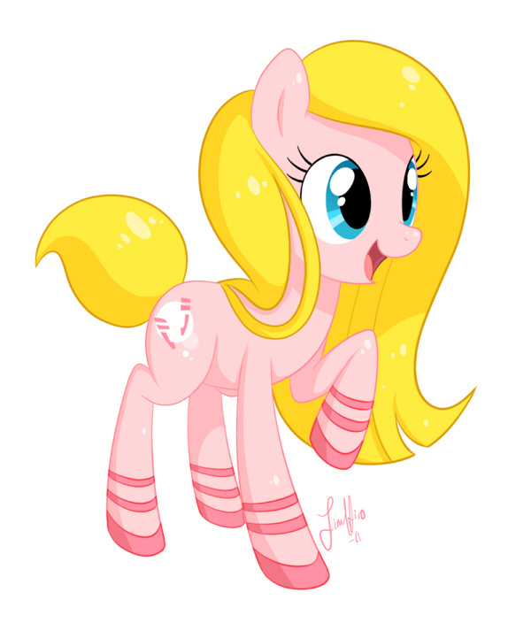 2011 albadune blonde_hair blue_eyes cartoon_network cutie_mark dee_dee dexter's_laboratory earth_pony equine eyelashes female feral fur hair horse long_hair mammal mostly_nude my_little_pony open_mouth pink_fur ponification pony simple_background smile solo style_parody white_background