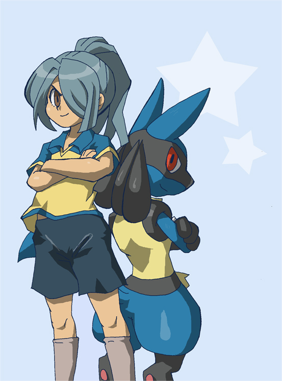 2009 ambiguous_gender canine digital_media_(artwork) duo enon female jackal lucario mammal nintendo pok&eacute;mon standing tagme video_games