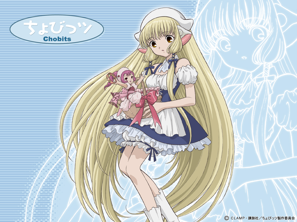 chii chobits long_hair skirt wallpaper