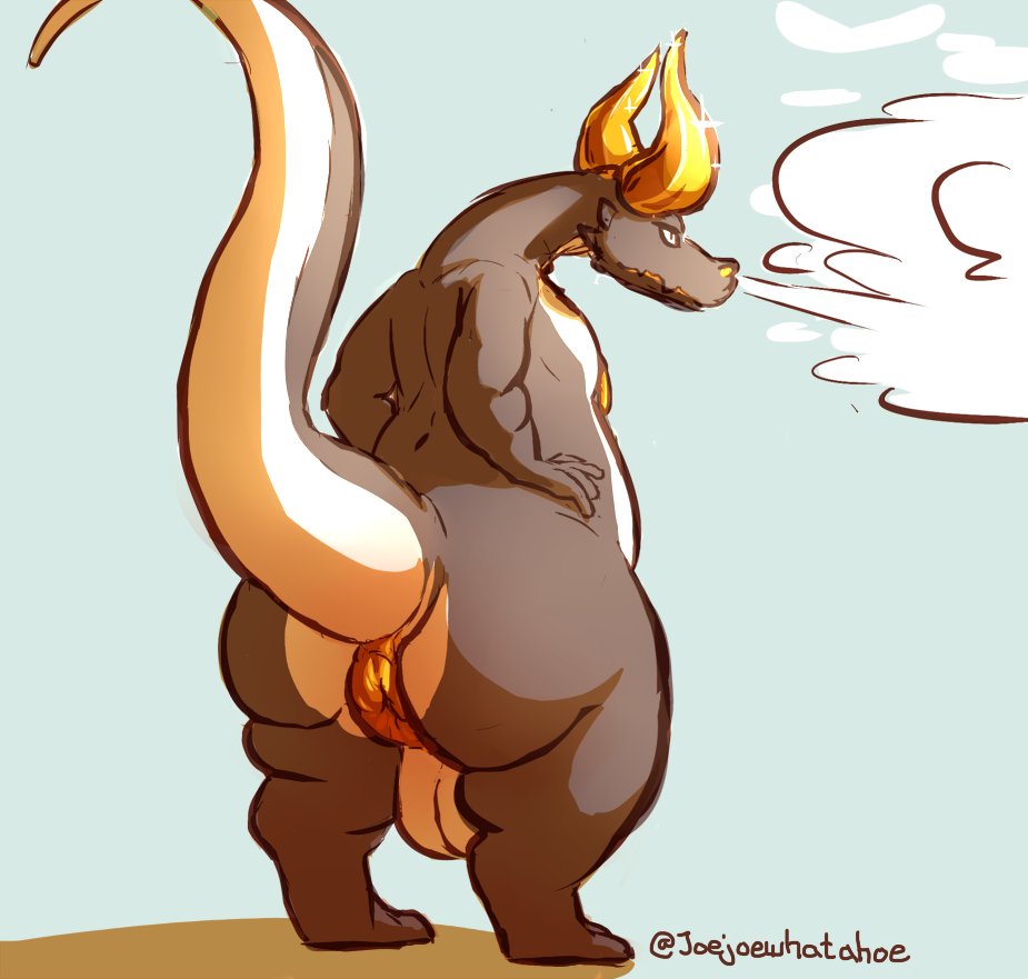 2016 anthro anus backsack balls big_anus big_butt big_tail breath butt countershade_tail digital_media_(artwork) dragon gold_(metal) grey_scales grey_tail hand_on_hip horn joebluefox long_tail male multicolored_scales nude overweight overweight_male puffy_anus raised_tail rear_view saggy_balls scales scalie shadow shiny signature simple_background solo standing two_tone_scales two_tone_tail white_balls white_scales white_tail wide_hips yellow_anus yellow_horn