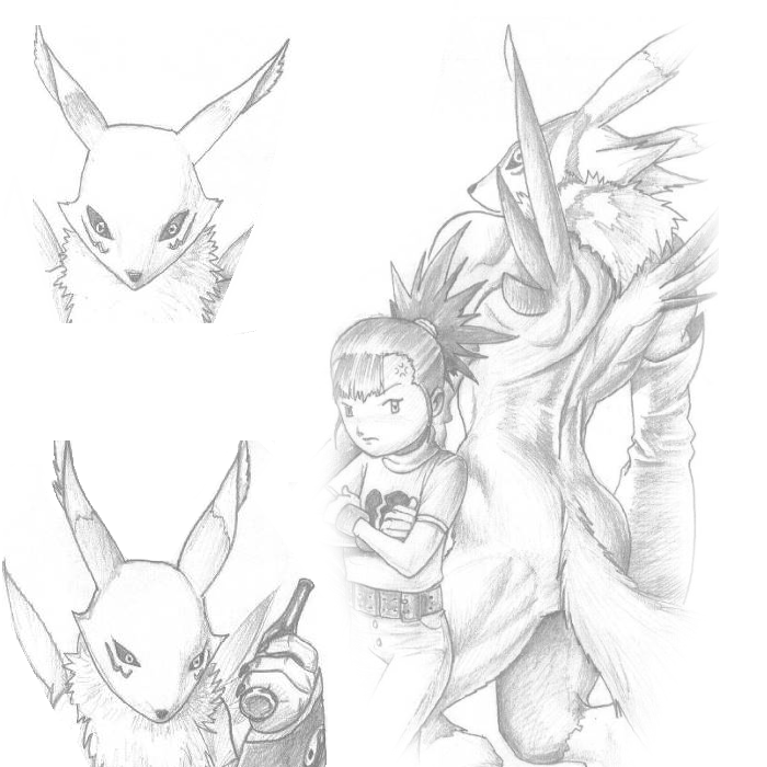 ambiguous_gender bottle digimon female human mammal pandora's_box renamon rika_nonaka