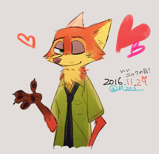 2016 anthro canine disney fox fur m-2-2-2 male mammal nick_wilde one_eye_closed wink zootopia