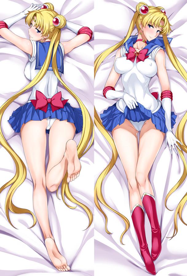 ass barefoot bishoujo_senshi_sailor_moon blonde_hair blue_sailor_collar boots bow choker circlet dakimakura earrings gloves isao jewelry lifted_by_self long_hair lying multiple_views on_back on_stomach red_choker sailor_collar sailor_moon sailor_senshi_uniform skirt skirt_lift tsukino_usagi twintails very_long_hair