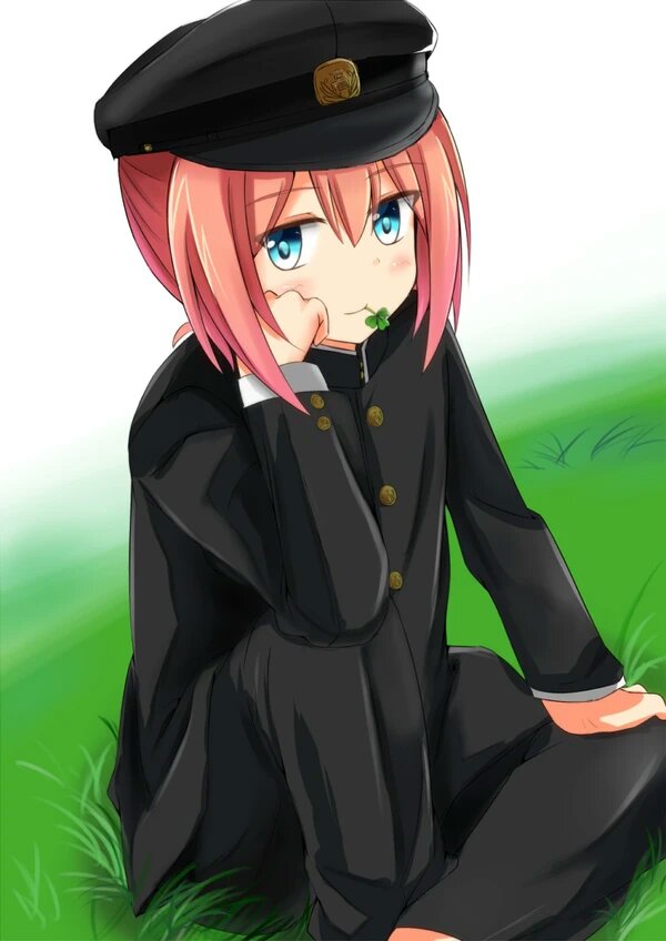 1boy alternative_clothes arikawa_kaguya blue_eyes hat himegoto pink_hair school_uniform sitting tagfly27qt tagme trap