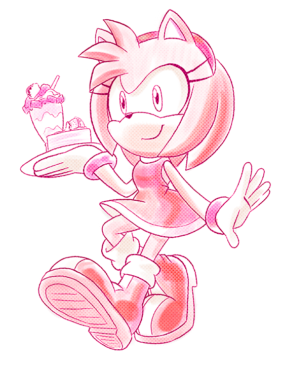 2016 amy_rose anthro black_nose boots cake clothing dessert dress female food footwear gloves hair headband hecticarts hedgehog ice_cream mammal pink_hair short_hair smile solo sonic_(series) video_games
